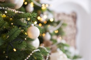 Christmas tree decorations and lights